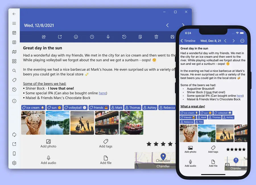 Detail view with text & images